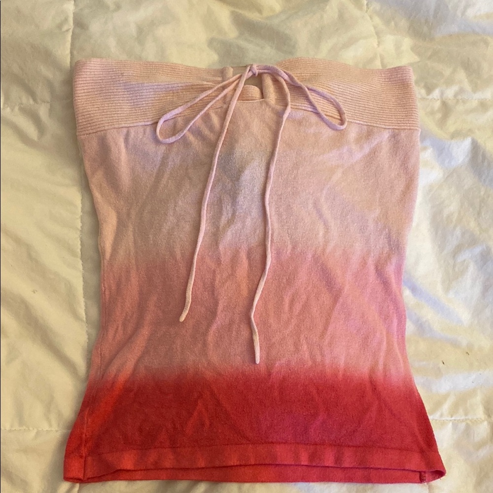 Vintage Pink and Red Ombre Strapless Top